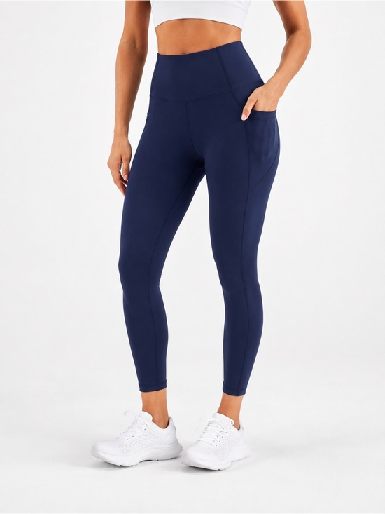 Fabletics Pants - Fabletics PowerHold High Waisted Pocket Leggings Navy Blue Medium Yoga Gym